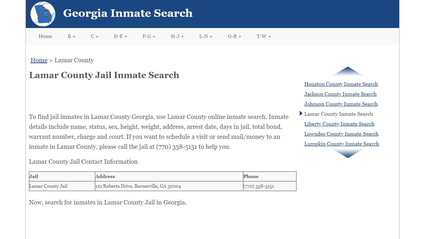 Lamar County Jail Inmate Search