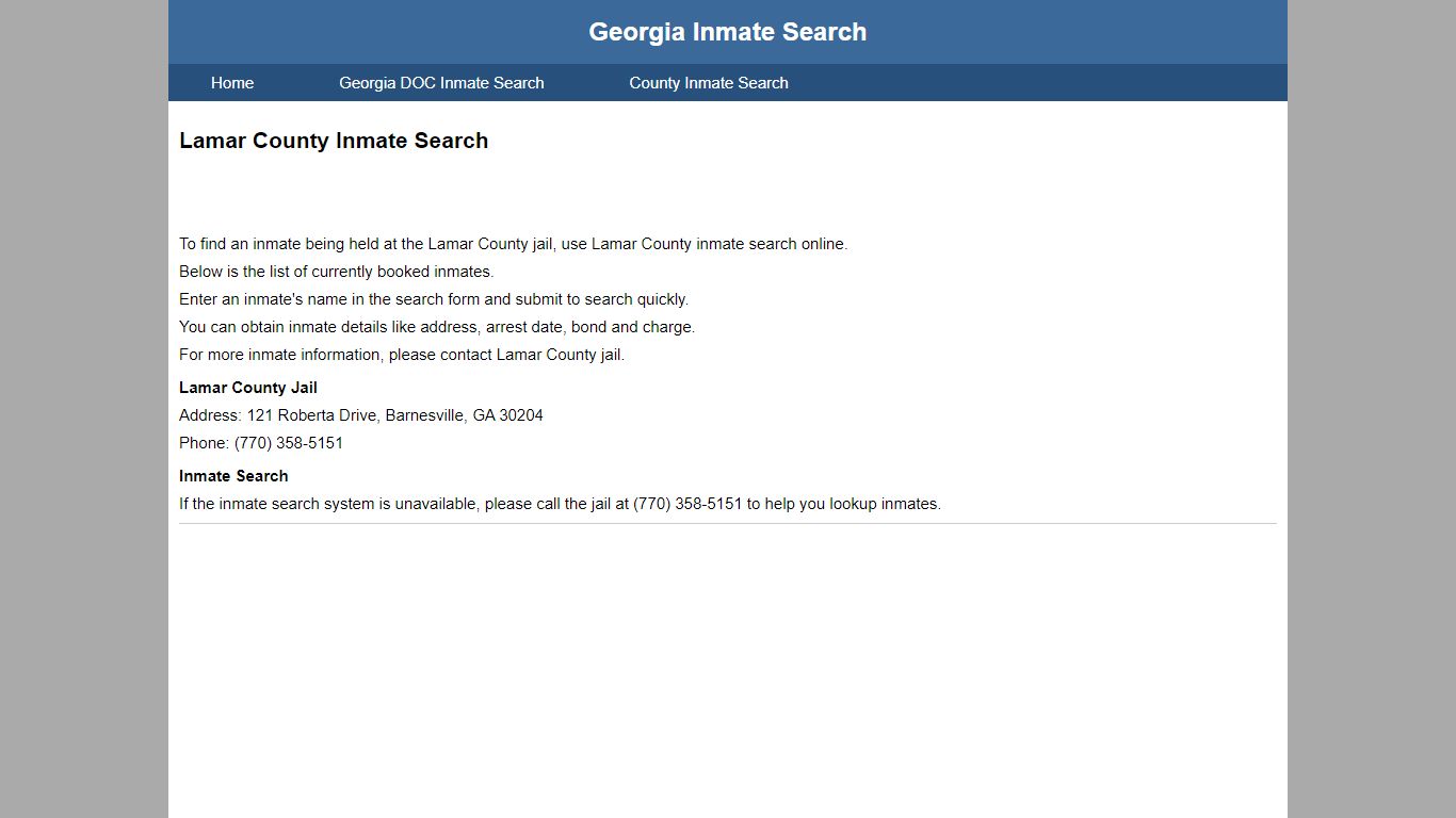 Lamar County Jail Inmate Search